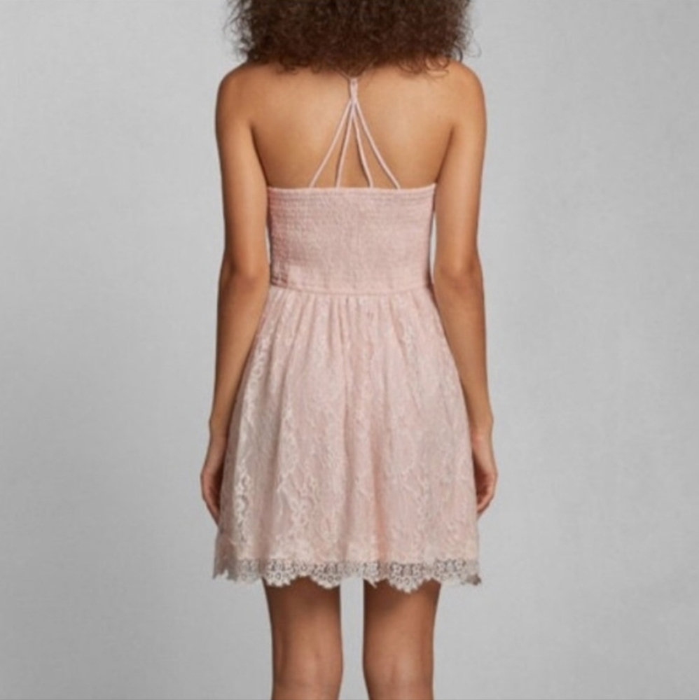 New Abercrombie & Fitch Smocked Lace Overlay Mini Dress Women's Size Medium